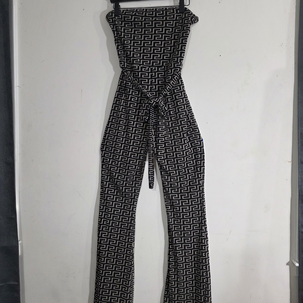 Fashion Nova Black and White Patterned Jumpsuit